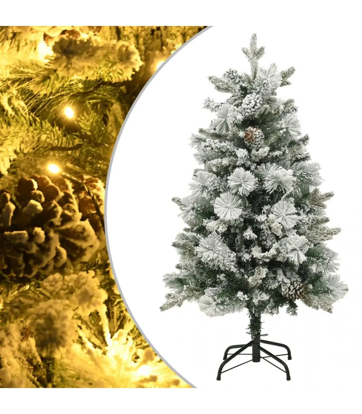 Christmas trees Christmas tree with snow LED lights and pineapples PVC and PE 120 cm