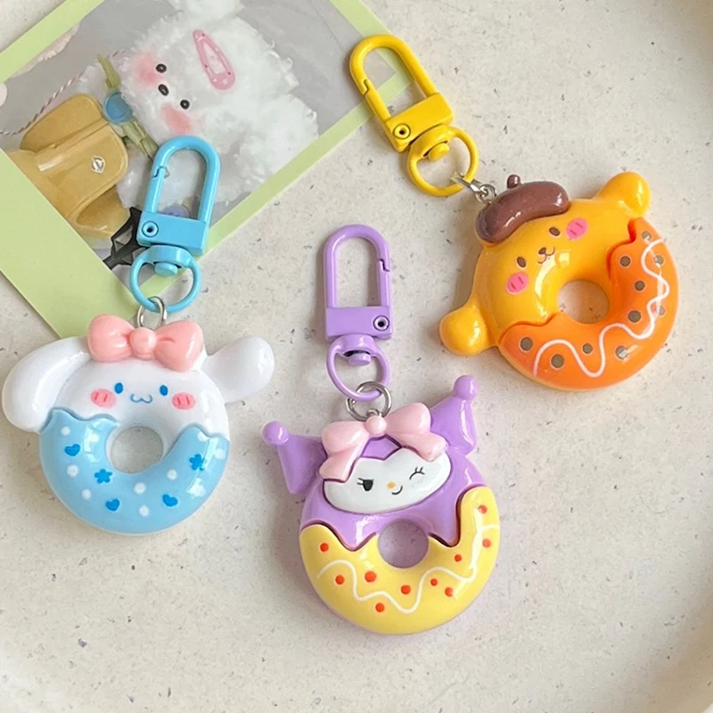 Cartoon Donut Sanrio Keychain Bag Accessories For Women Girls Kids Toy Cute PVC Pink Blue Yellow Purple Pendant Key Chain