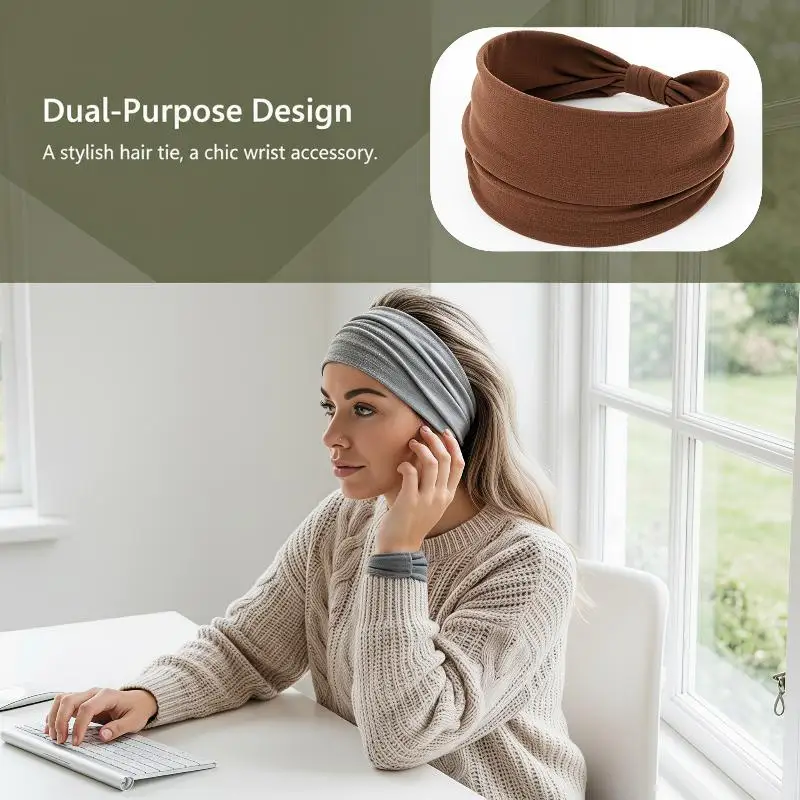 Wide Stretchy Headbands Soft Breathable Comfortable No Slip Hair Accessories for Pilates Yoga Running Workout Daily Hair Styling