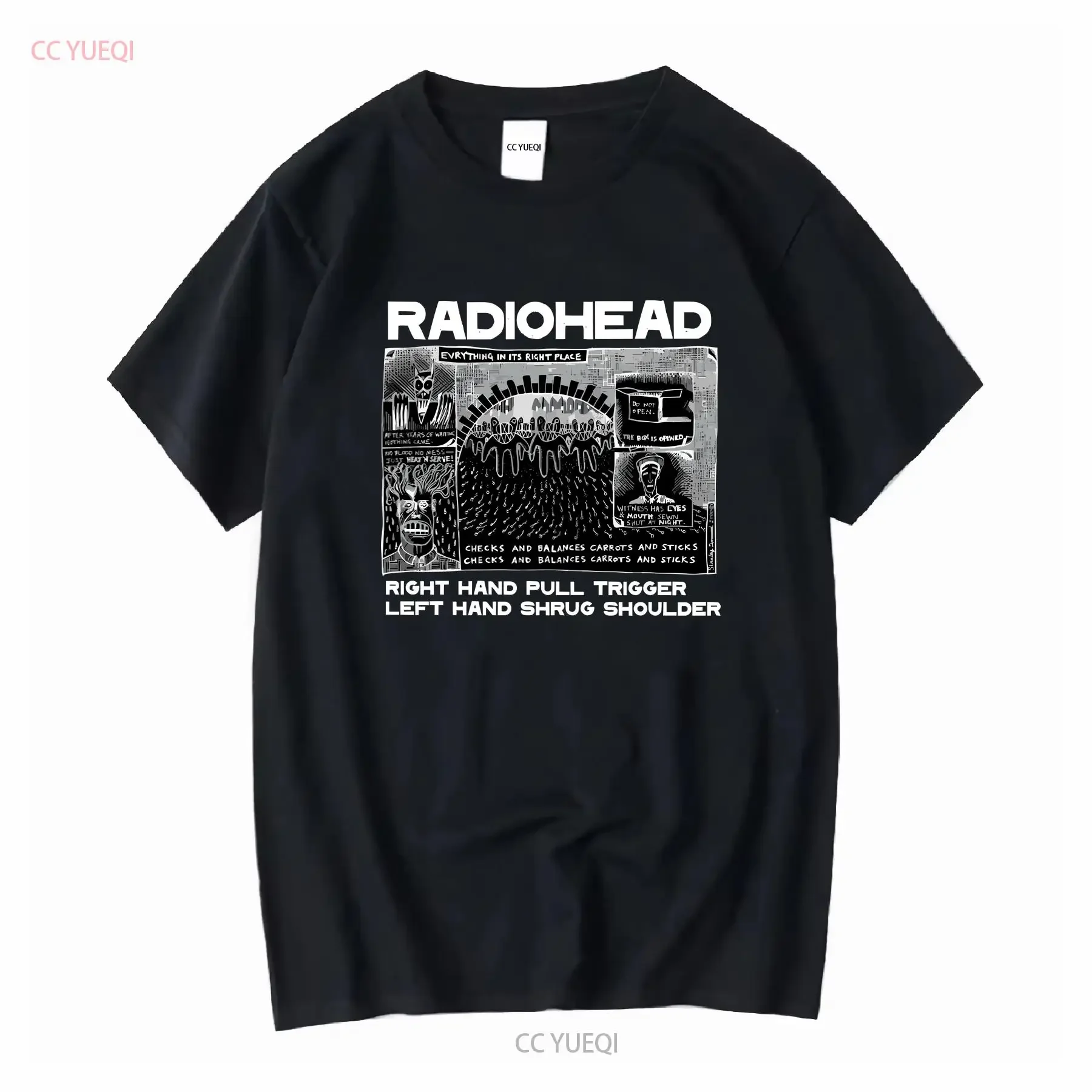 Radiohead RARE T Shirt Right Hand Pull Trigger Left Shrug Shoulder Nice XL long or short sleeves vintage Washed