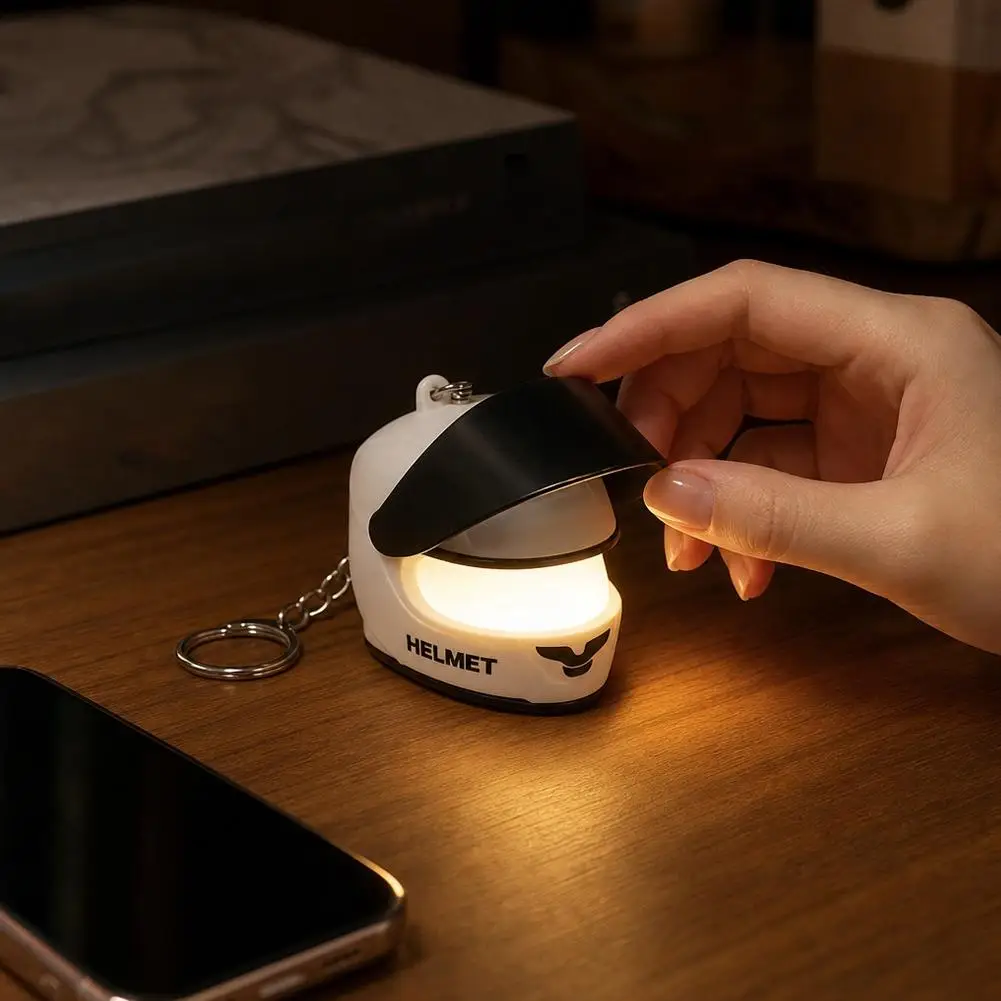 Motorcycle Luminous Helmet Night Light Versatile Trendy Backpack Pendant Mini Night Lamp Desktop Ornament Gift for Riders