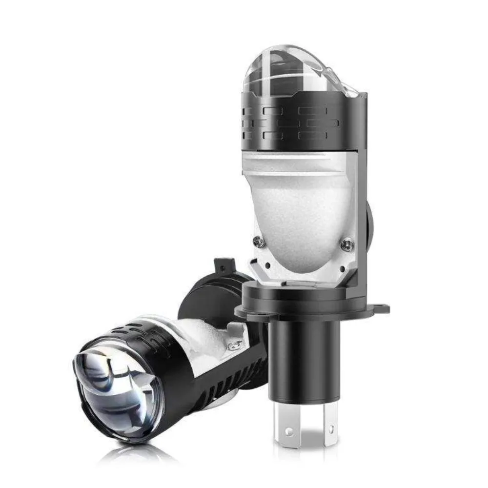 

9003 HB2 H4 LED Headlight Bulbs Hi Lo Beam 12V 60W 6000K with Red Blue Aura Mini Bi LED Lens