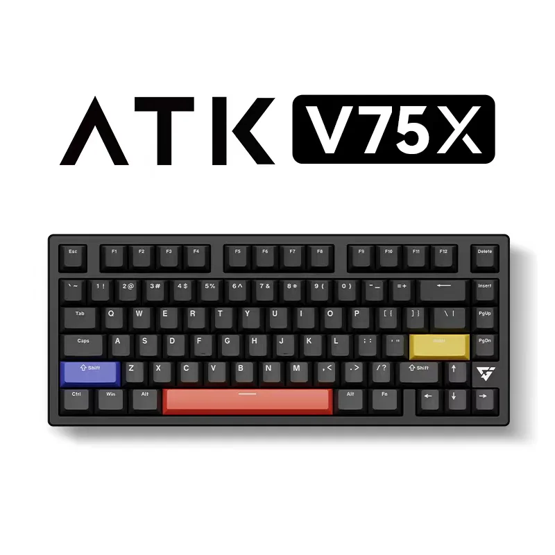 ATK V75 X çalışırken değiştirilebilir kablosuz mekanik klavye Bluetooth/2.4G mod 80 tuşları alüminyum üst kasa RGB ile oyun klavyesi