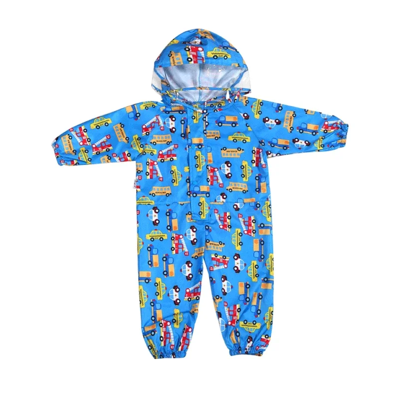 Cute Pattern Polyester Baby Raincoat Outdoor Waterproof Coat Kids Jumpsuit Rainwear Windproof Boys Girls Rain Jacket