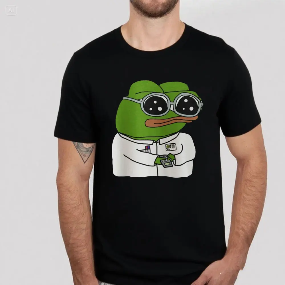 Scientist Pepe The Frog Labcoat Fren Science Meme Funny Internet Culture Humor Urban Graphic Tees Unisex Short-sleeved Shirt