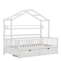 Durable and stable slat house bed full size storage space wood baby crib bedding reasonable prices house frame bed for kids