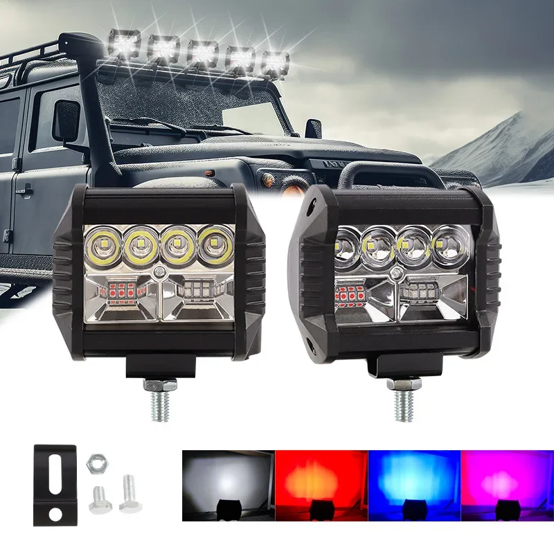 Car LED work light 4 inch concentrating red and blue flash off-road vehicle modified spotlight