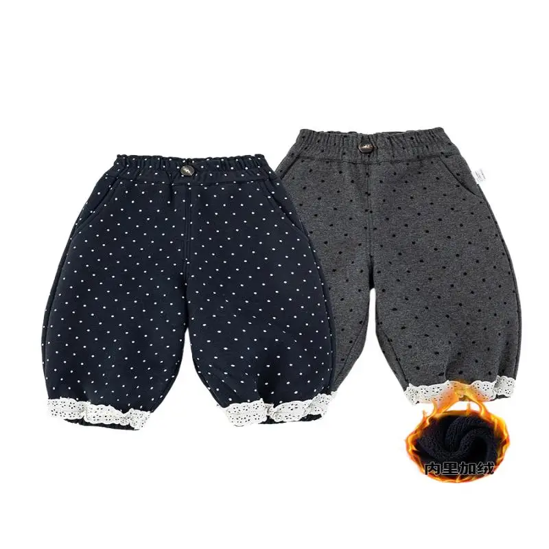 طفل الفتيات الجينز الدافئة الخريف الشتاء السراويل بلون بنطال ذو قصة أرجل واسعة ملابس الأطفال مريحة 1-3 سنة جديد عصري #6