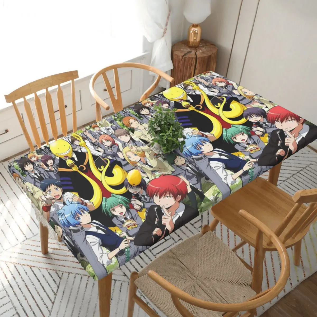 Assassination Classroom Octopus Koro Sensei Customized Rectangular Tablecloth Waterproof Table Cover for Dining Table Cloth