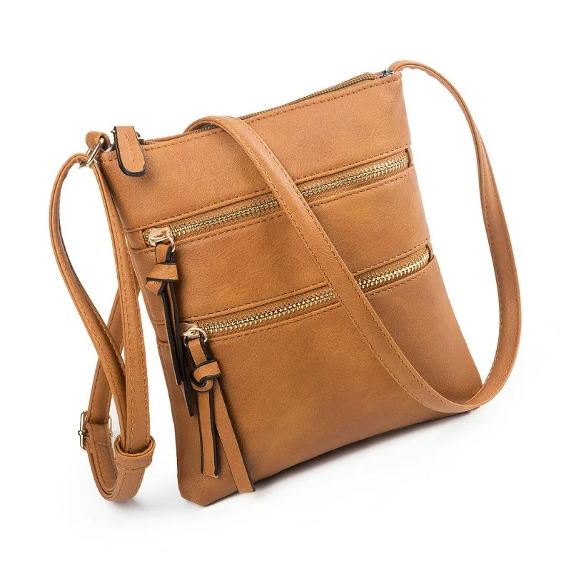 Bolsos de hombro de cuero suave de múltiples capas de PU para mujer, bolsos y monederos, bolsos cruzados femeninos que combinan con todo, moda Simple