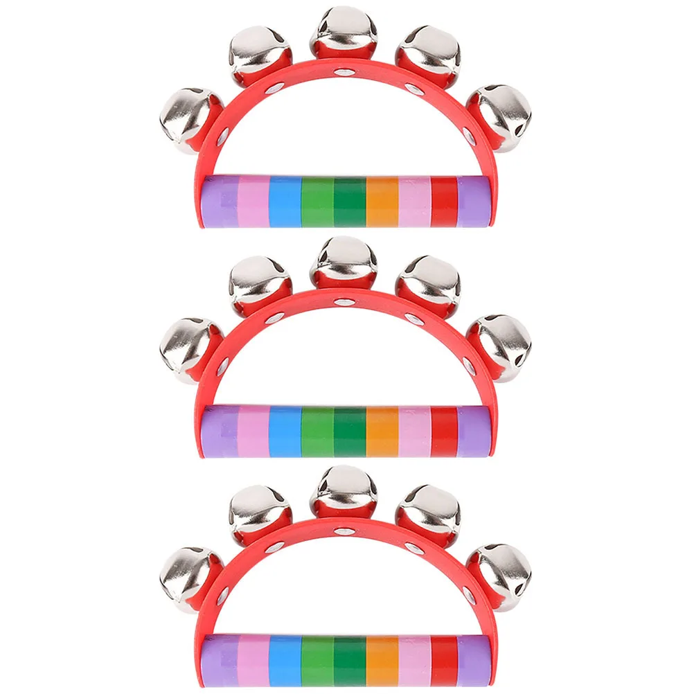 3 szt. Drewniane grzechotki, dzwoneczki do rąk, kreatywne zabawki edukacyjne dla niemowląt, drewniane instrumenty do wywoływania dźwięków, wspomagające rozwój sensoryczny dziecka.