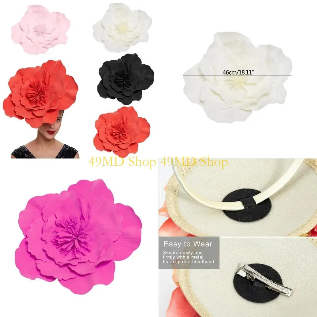 

49MD Large Flower Hats For Women Flower Fascinator Hat Large Flower Headband Flower Fascinator Headband Costume Headpiece