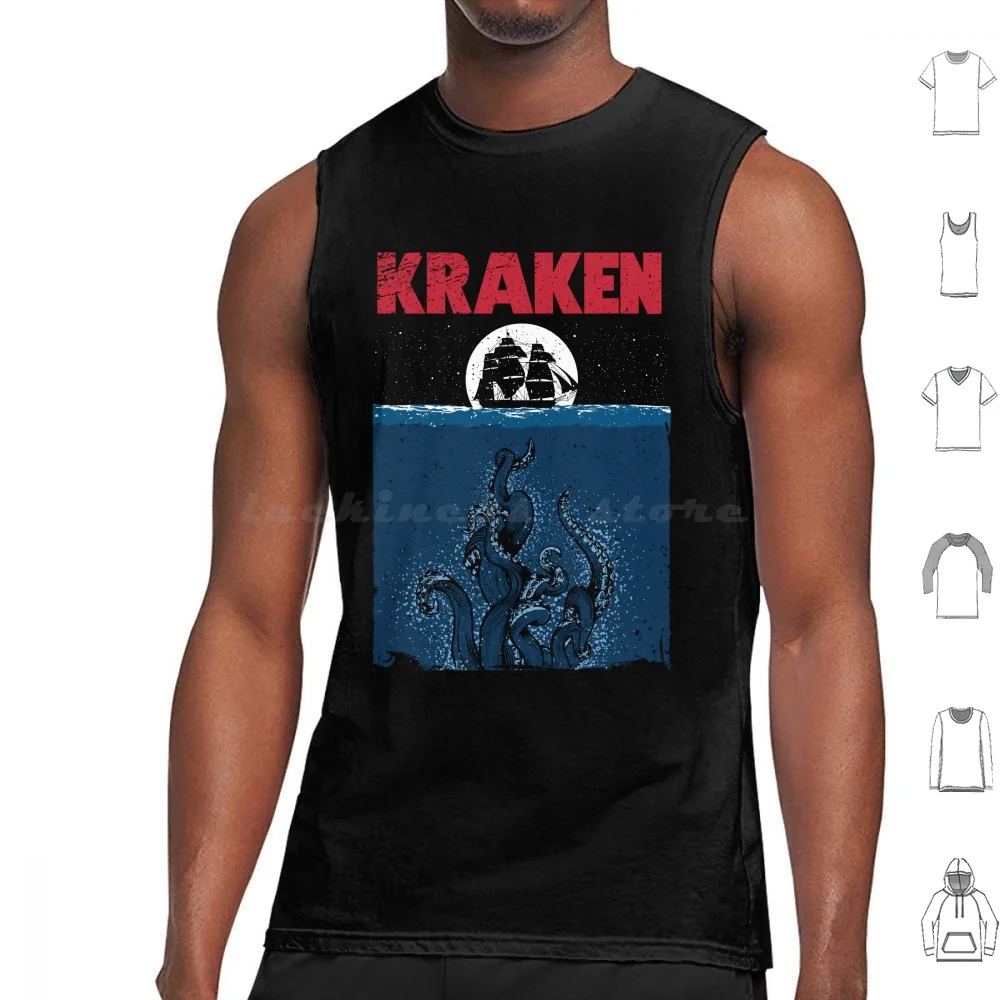 Night Tentacles Tank Tops Vest Sleeveless Kraken Horror Terror Literature Cinema Films Octopus Tentacle Monster Marine