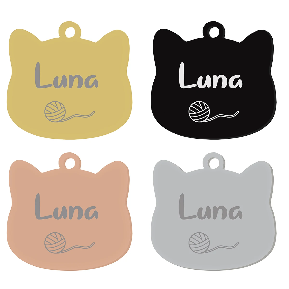 ﻿ Stainless Steel Cat Name Tag Custom ID Cute Pet Pendant Engraved Keyring Accessories Personalized  Nameplate