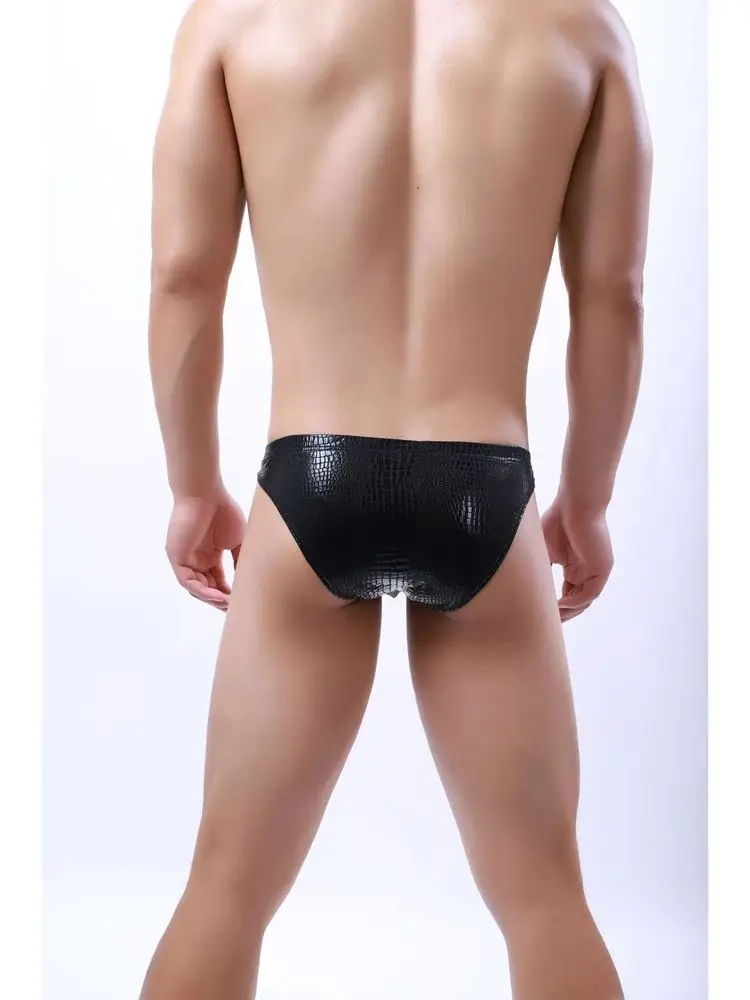 ثعبان يطبع فو بولي Leather الجلود محدب الحقيبة الرجال بيكيني ملخصات حزام رياضي سراويل للسباحة calzoncillos زلات روبا الملابس الداخلية Tangas
