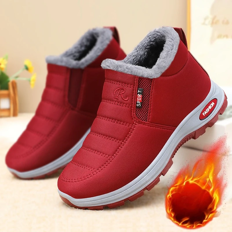 Winter Women plush lining super warm boots Anti-slip thick soles Fashion comfortable Ankle Boots Zapatillas De Mujer Large Size