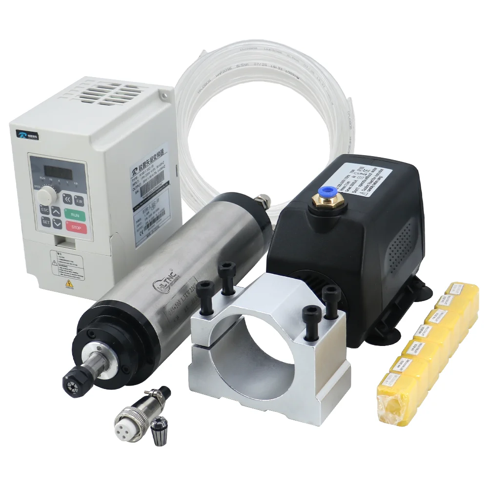 HLTNC Small Volume Miniature Frequency Converter VFD 1.5KW 220V/380V 80mm Spindle  ER16 80 mm Spindle Fixture SET  for CNC