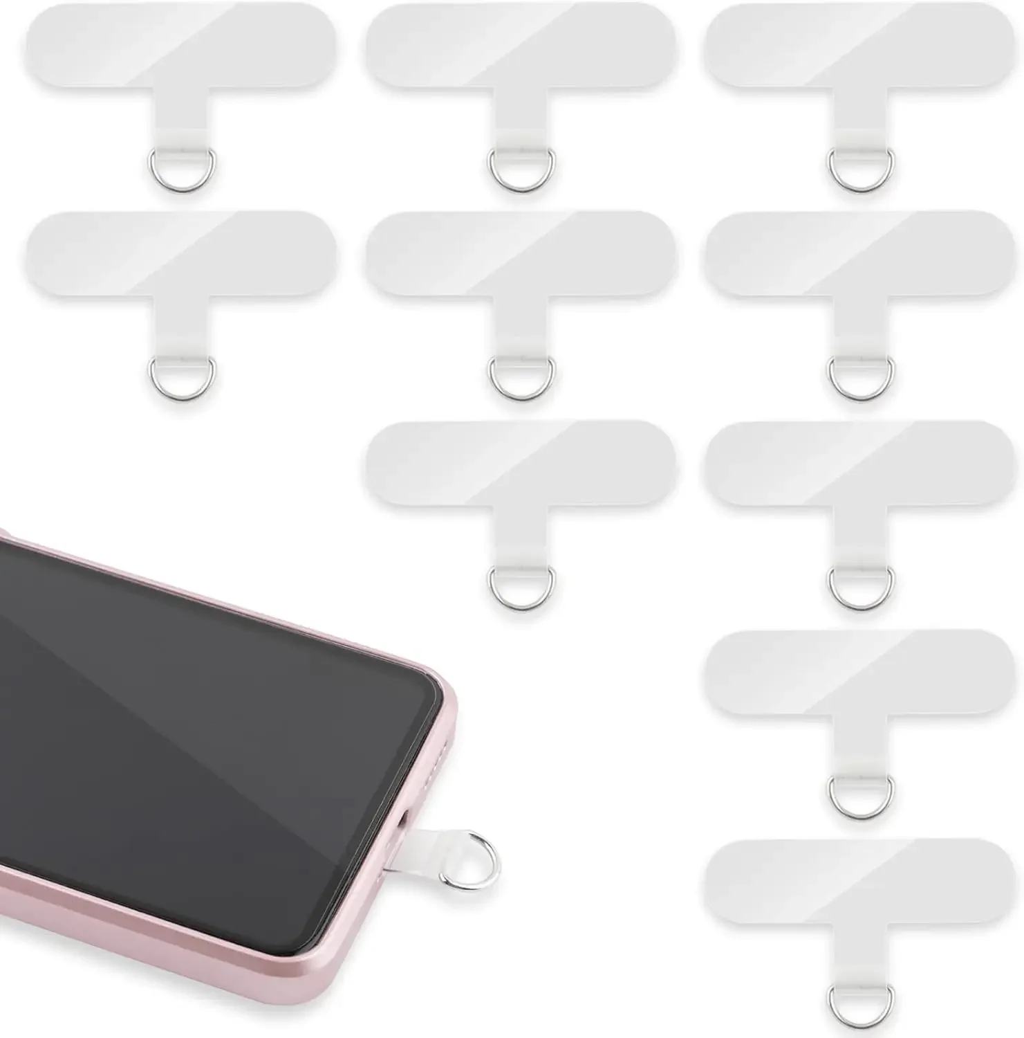 Universal Phone Lanyard Tabs, 10 Pack Clear Non-Adhesive Replacement Parts For Cell Phone Straps