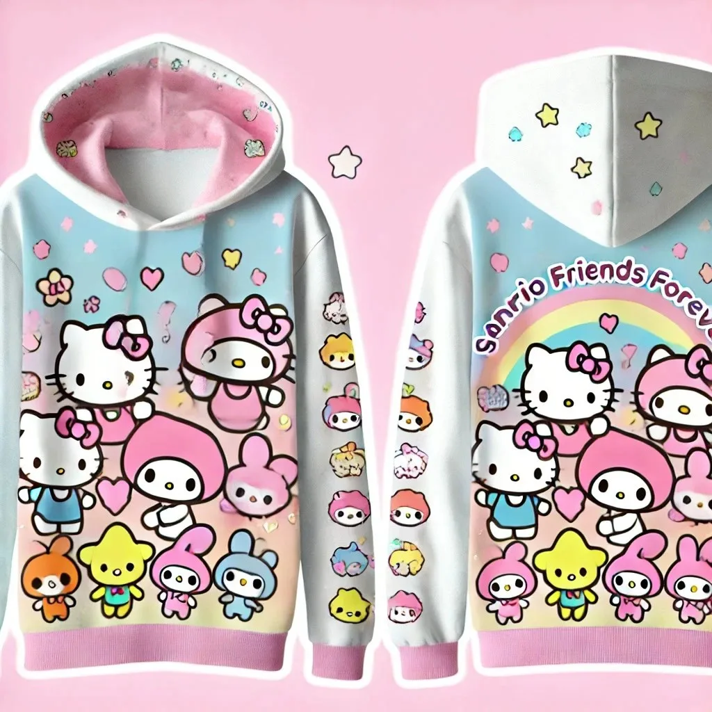 

Hello Kitty Y2K Hoodie Fashion Disney Children's Sweatshirt Tops Baby Boy Girl Clothes Hoodies For Kids Boys Girls Winter Hoodie