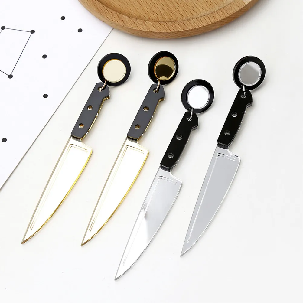 4Pcs Acrylic Simulation Cutter Earrings Exaggerated Danglers Big Ear Drops Daily Party Work Women Fashion Exaggerated Earrings