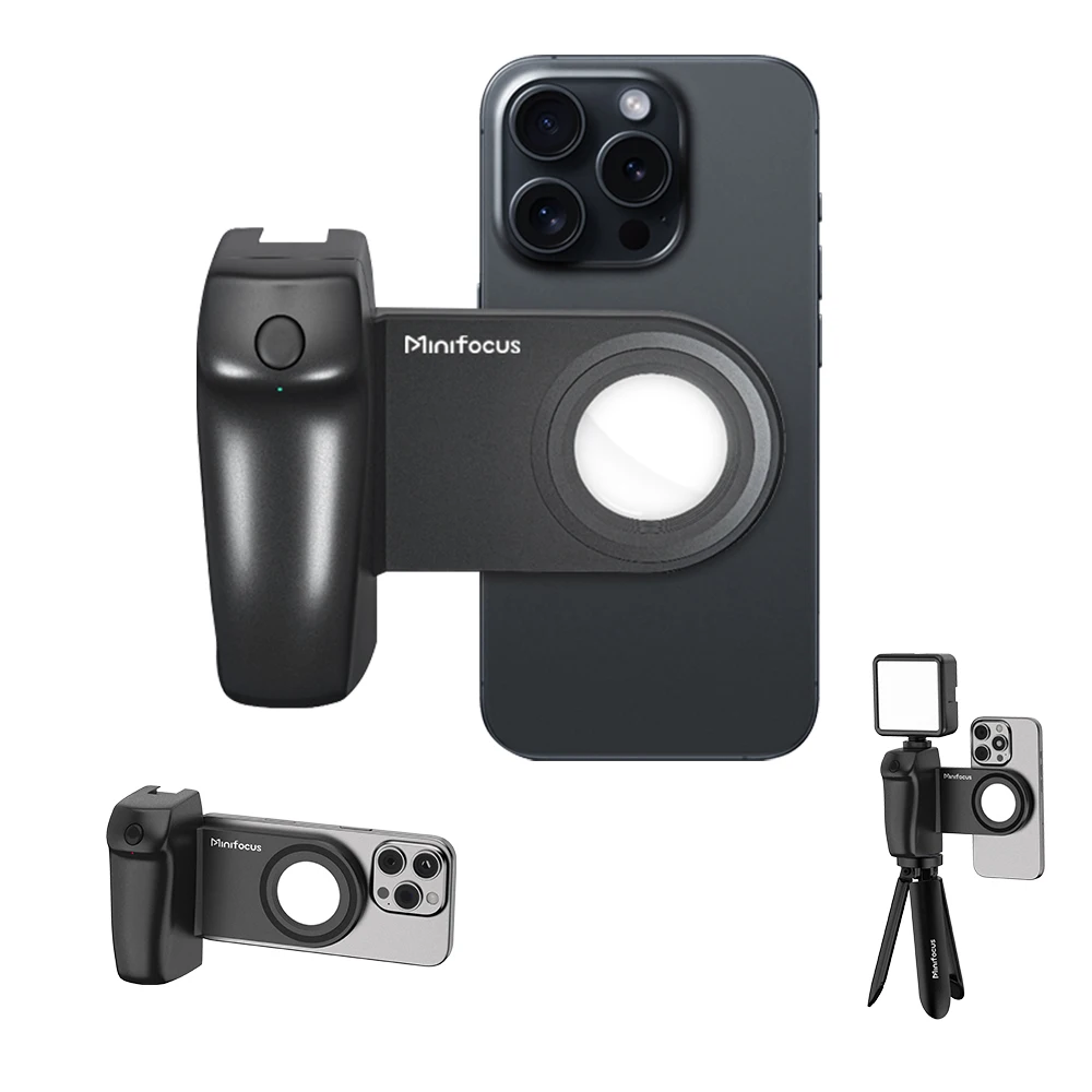 Magnetic MagSafe Phone Hand Grip Magsafe Handheld Bluetooth Remote Control Selfie Handle Phone Tripod Mount for iPhone 16 Vlog