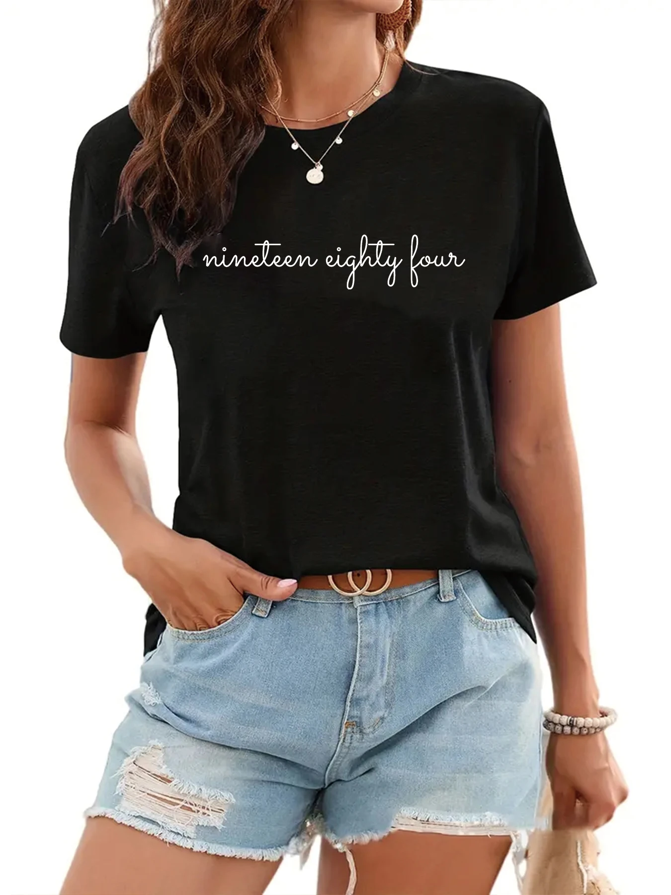 2024 Colored glasses Graphic T-Shirt Women Summer Original Minimalist design with short sleeves Fashion Tops ladies Shirt