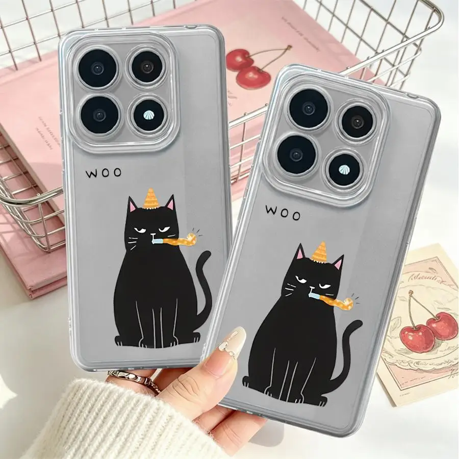 Black Birthday Cat Soft Phone Cover Case for Xiaomi Poco X3 Pro X3 NFC