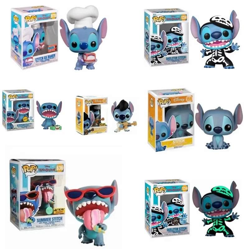 ديزني ستيتش فانكو بوب سمر ستيتش # 636 غرزة الهيكل العظمي 1234 #   إلفيس ستيتش # 127 غرزة # 159 شخصيات من الفينيل هدية ألعاب كرنفال