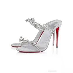 2022 New diamond outside to sandals women with peep-toe heels in summer  sandalias mujer  chaussons  heels  escarpins femme de