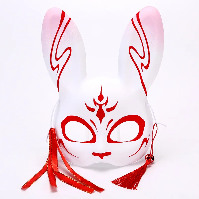 Masques de lapin de style japonais pour hommes et femmes, demi-couverture de visage, enracinés, accessoires de cosplay, mascarade Tim, fête d'Halloween, anime