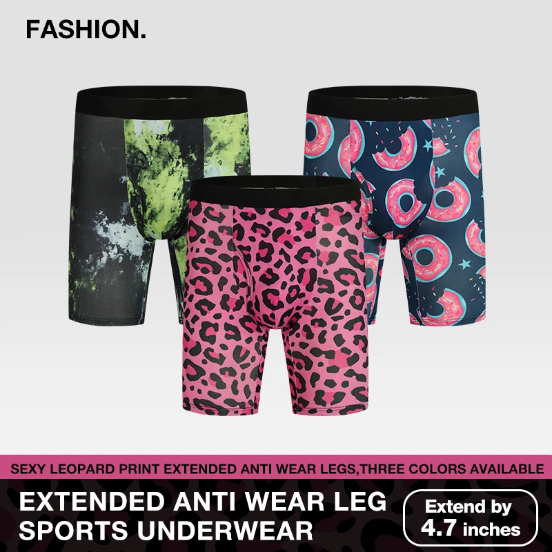 

Men's Long Leg Boxer Briefs Open Fly Low Rise Underwear New Arrival Leopard Print Comfortable Soft Fabric Men's Boxers