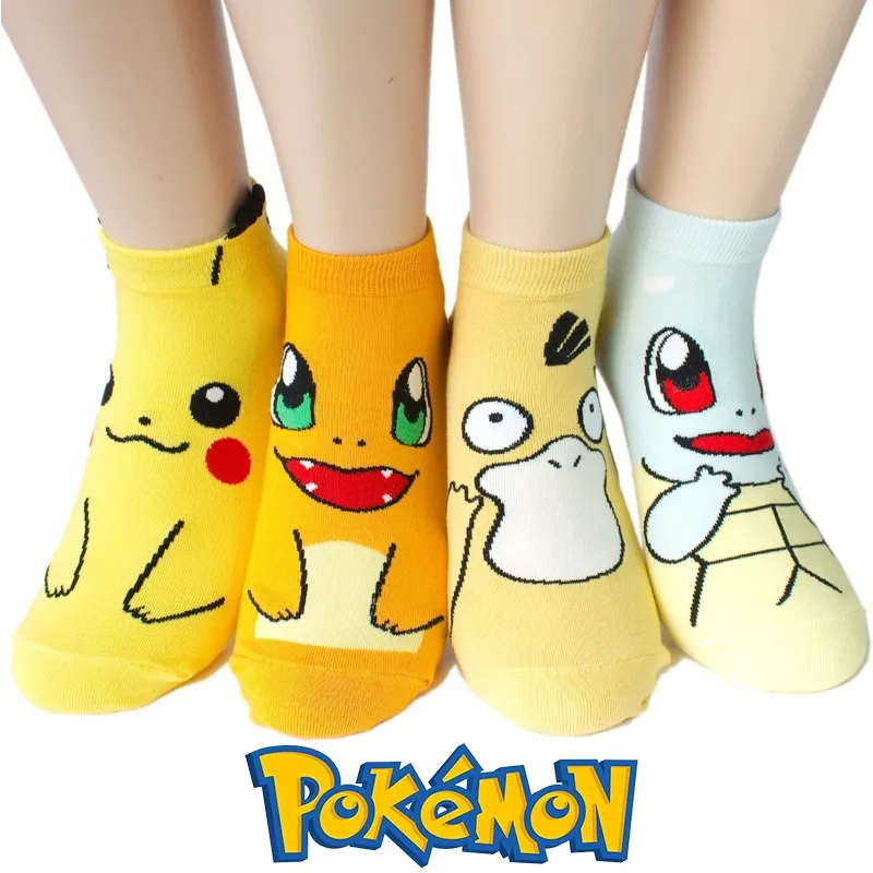 Pokemon Sock Cartoon Pikachu Psyduck Charmander Socks Boys Girls Comfortable Breathable Athleisure Cotton Stocking Birthday Gift