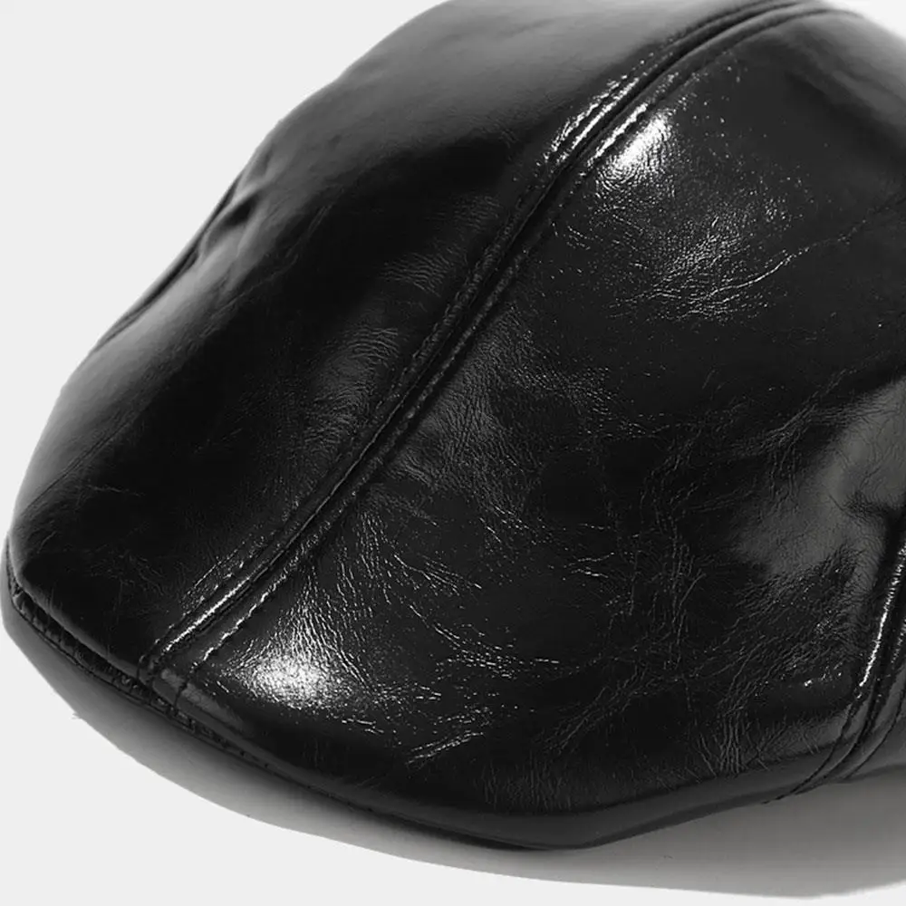 أربعة مواسم يمكن ارتداء أقنعة الرجعية موزع الصحف قبعة الرجال عادية إلى الأمام القبعات خريف شتاء بولي قبعة قبعة بيريه بلون الدفء قبعة مسطحة #4