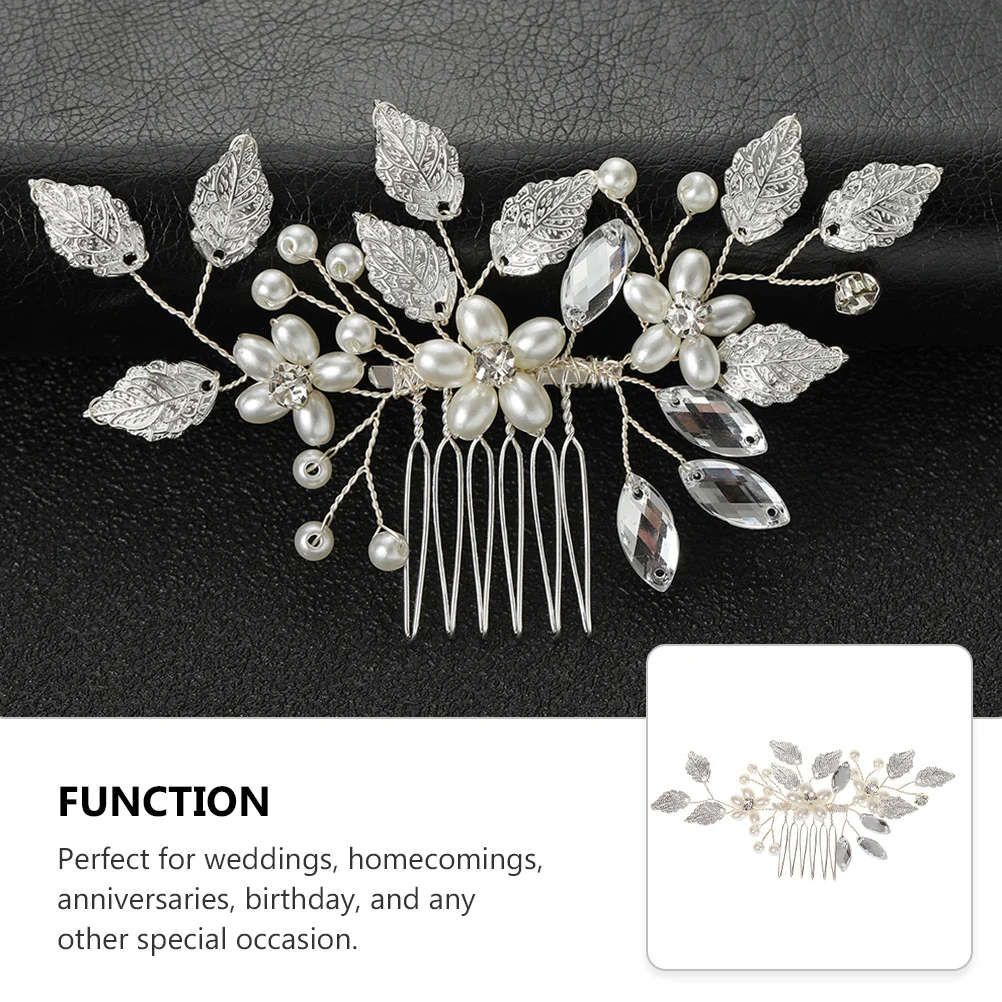 

Расческа для волос с жемчугом и стразами, серебряный свадебный инструмент для укладки, привлекательный элегантный дизайн для женщин и девочек, расческа для волос