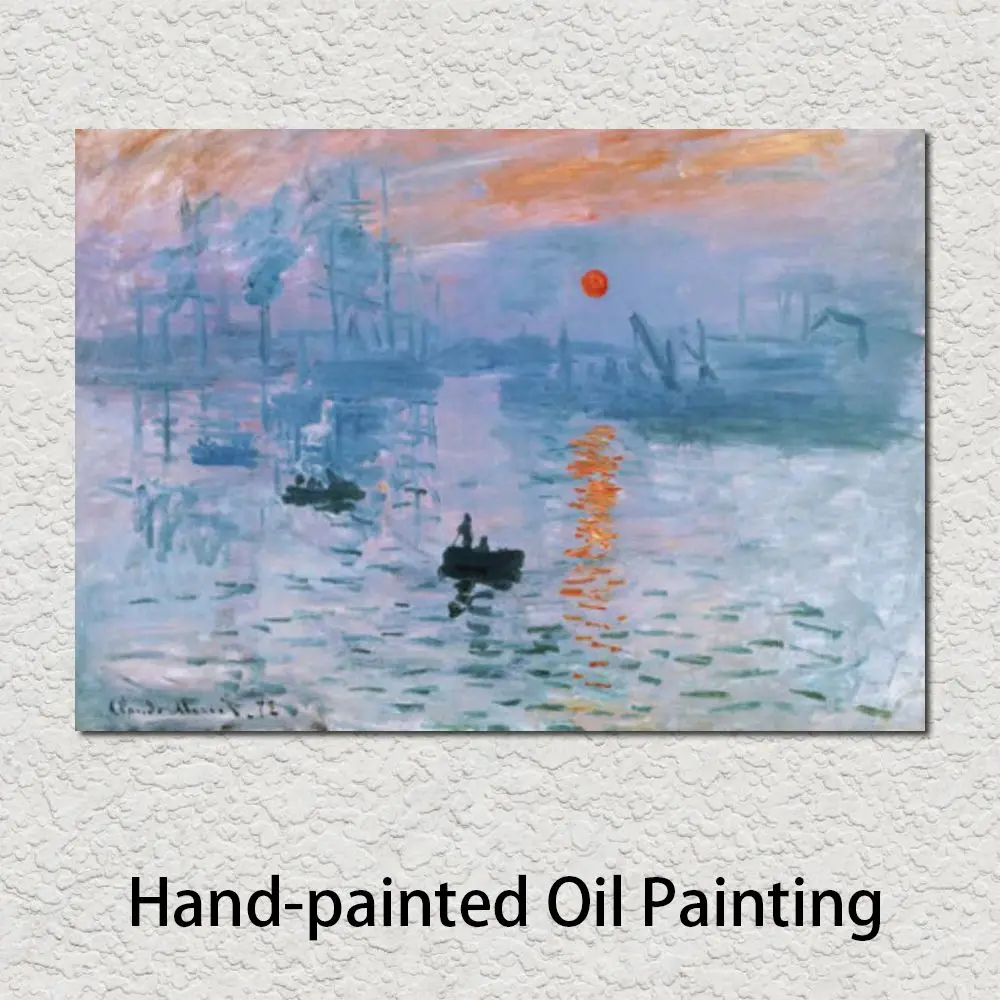 

Hand Painted Claude Monet Canvas Art Sunrise Impression Landscape Oil Painting Living Room Bathroom Decor High Quality