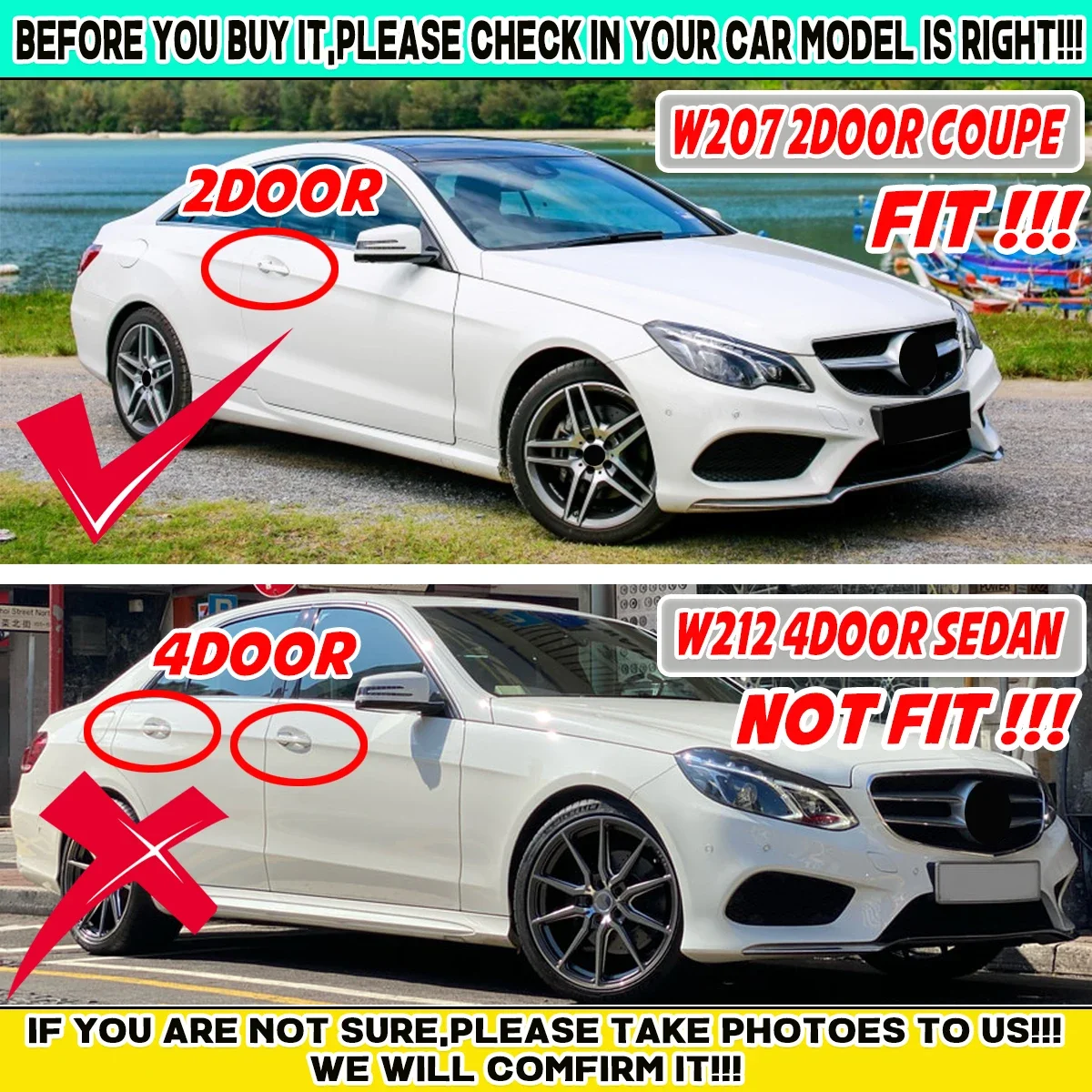 Coupe For Mercedes Benz W207 A207 C207 E-Class E200 E320 E350 2-Door 2014-2016 Chrome Silver Front Bumper Lip Body Kit Spoiler