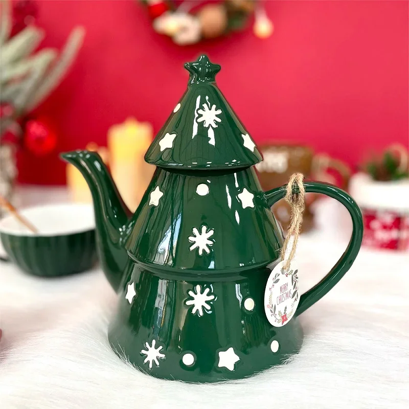 Ceramic Christmas Coffee Mug Teapot Plate Tree Tableware Cake Candy Dish Kitchen Party Drinkware Holiday Gift Decor
