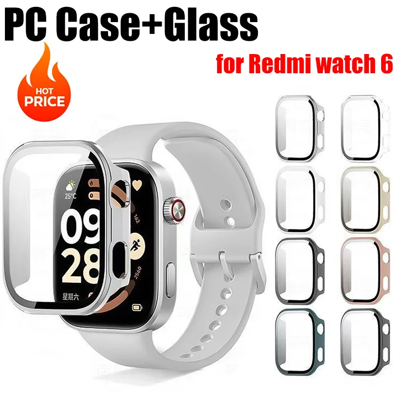 PC-Gehäuse + Glas für Xiaomi Redmi Watch 6 Displayschutzfolie, kratzfeste Folie, Stoßschutz, Schutzhülle für Redmi Watch 6 Zubehör