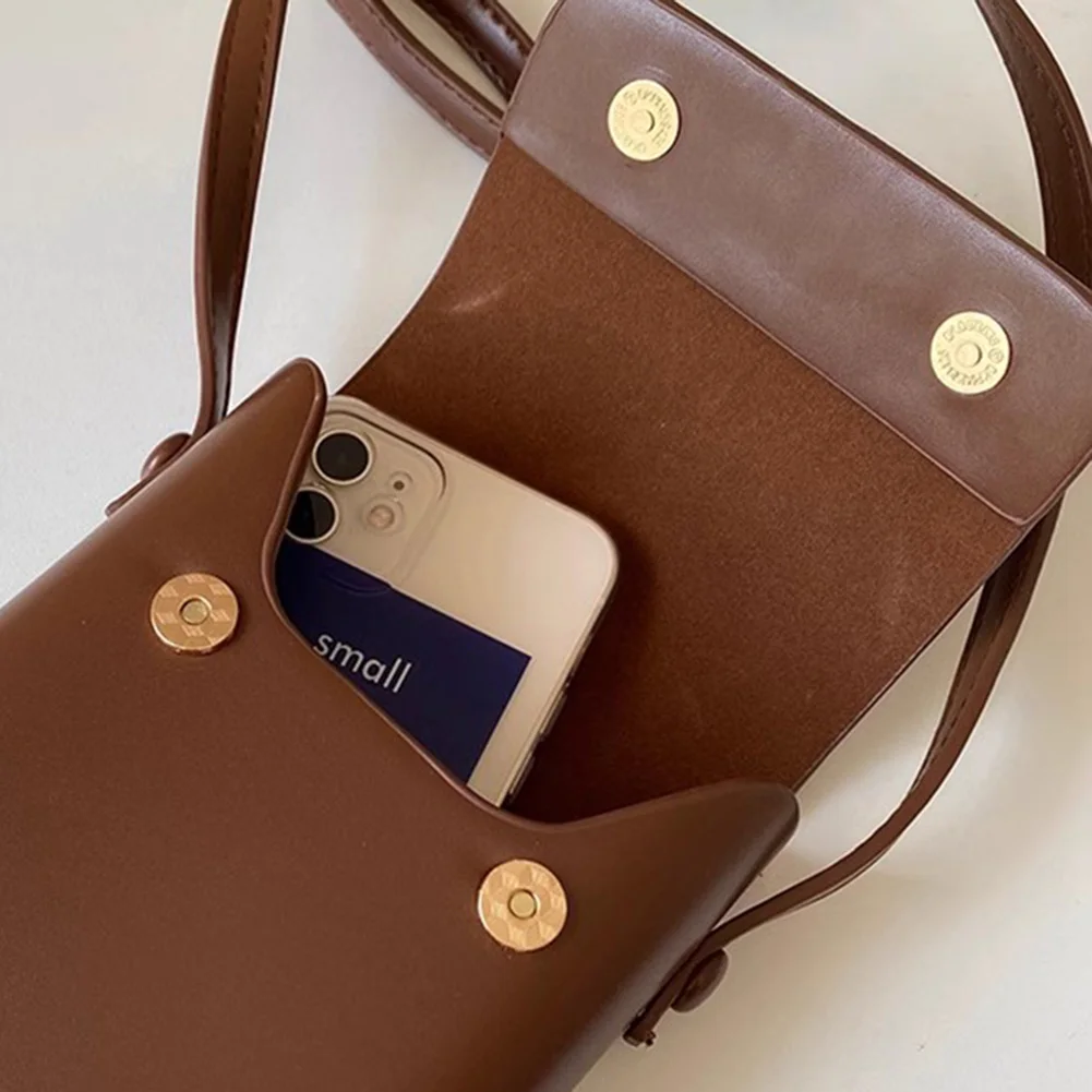 

Women Flap Phone Purse PU Leather Simple Crossbody Bag Adjustable Strap Solid Color Female Outdoor Dating Bag