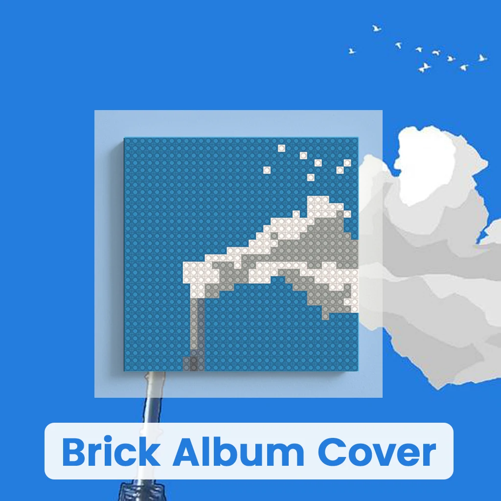 Korean Shoegaze Emo Post-Rock Music Album Cover Building Blocks Mosaic Pixel Art Brick Painting Home Bedroom Wall Decor
