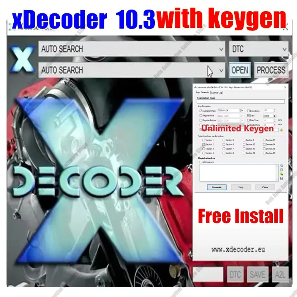 

New XDecoder 10.3 with Unlimited Keygen DTC Remover DTC OFF Delete Software Disable Error off DTCRemover for many Laptops