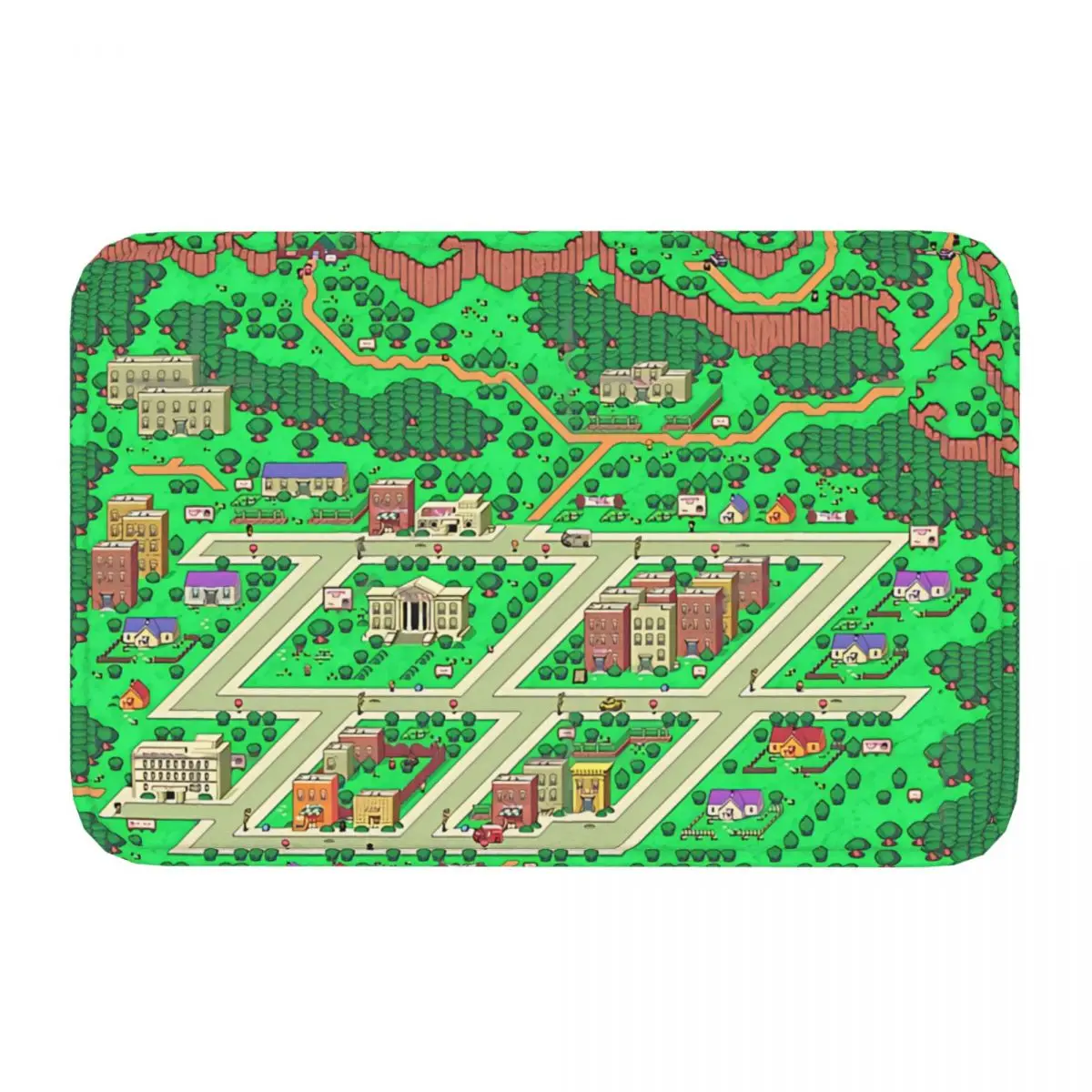 Earthbound Game Non-slip Doormat Onett Map Living Room Kitchen Mat Outdoor Carpet Flannel Modern Decor