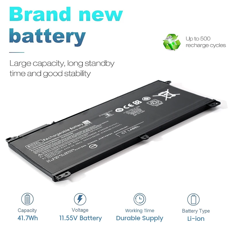 SOMI 11.55V 41.7WH BI03XL Laptop Battery for HP Pavilion x360 Stream 13-U M3-U 14-AX 14-CB 14-DS ON03XL 844203-855 844203-850