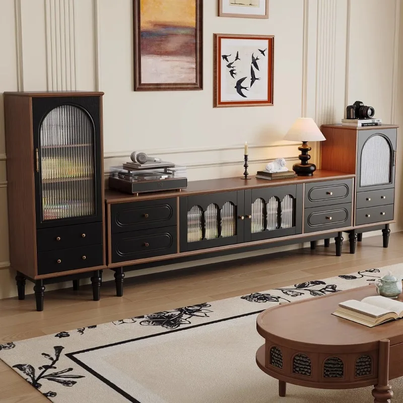 

French retro solid wood TV cabinet