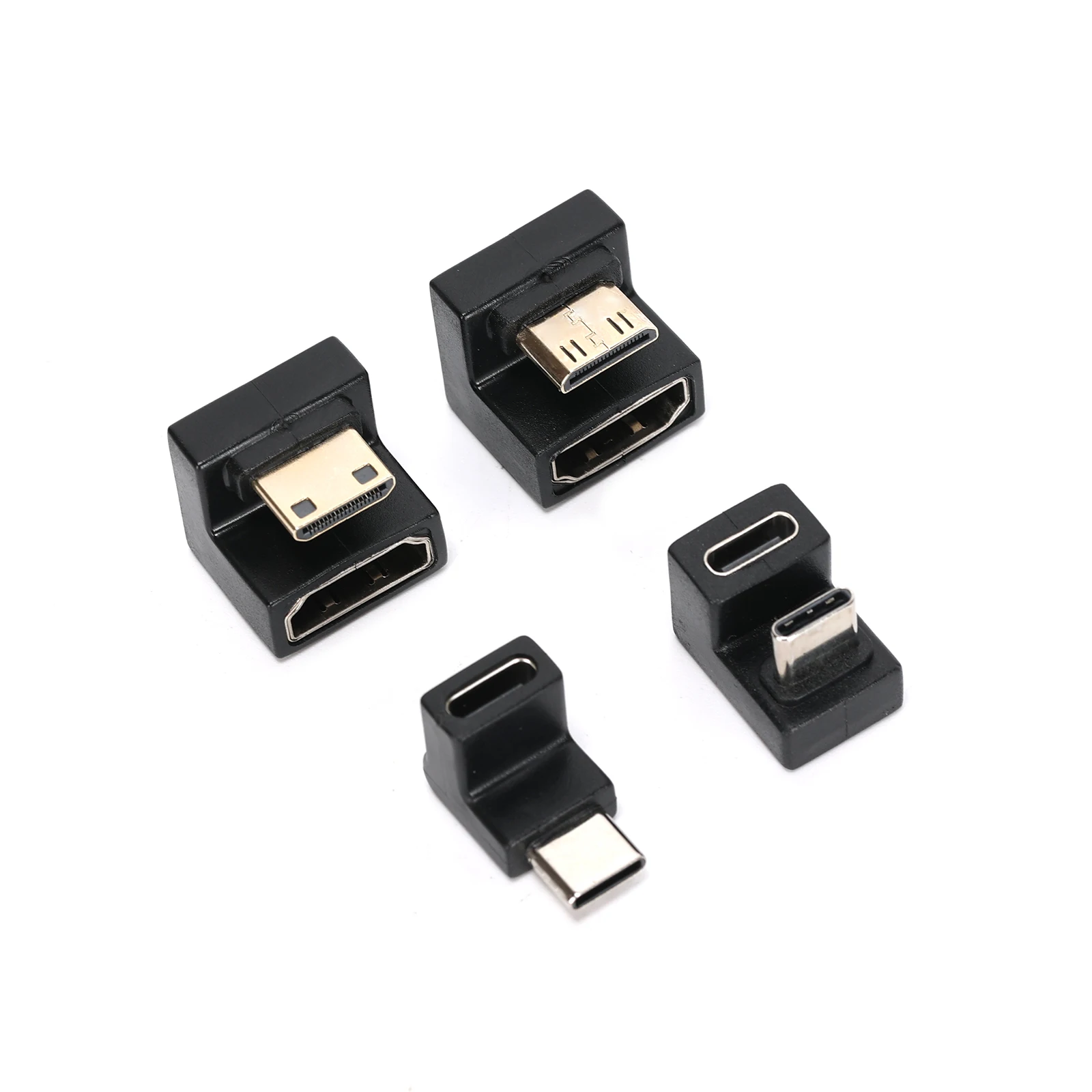 Ruimou 4Pcs 180 Degree Mini HDMI To HDMI Adapter Type-C To Type-C Adapter For Laptop/Game Console/Portable Monitor Etc