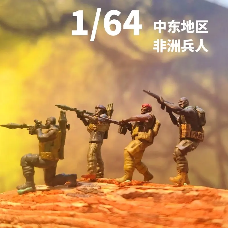 Simulation 1/64 Middle Eastern Soldier African Mercenaries Action Figures Miniature Model Special Troops Ornament Accessories