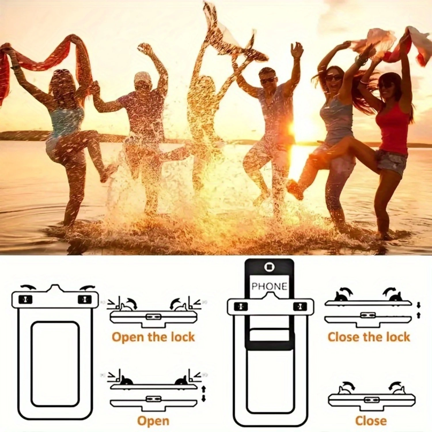 Universal Waterproof Phone Pouch, Fluorescent Water-resistant Dry Bag for iPhone 15/14/13/12/11 Plus/Pro/ProMax, 7.0" Cellphone,