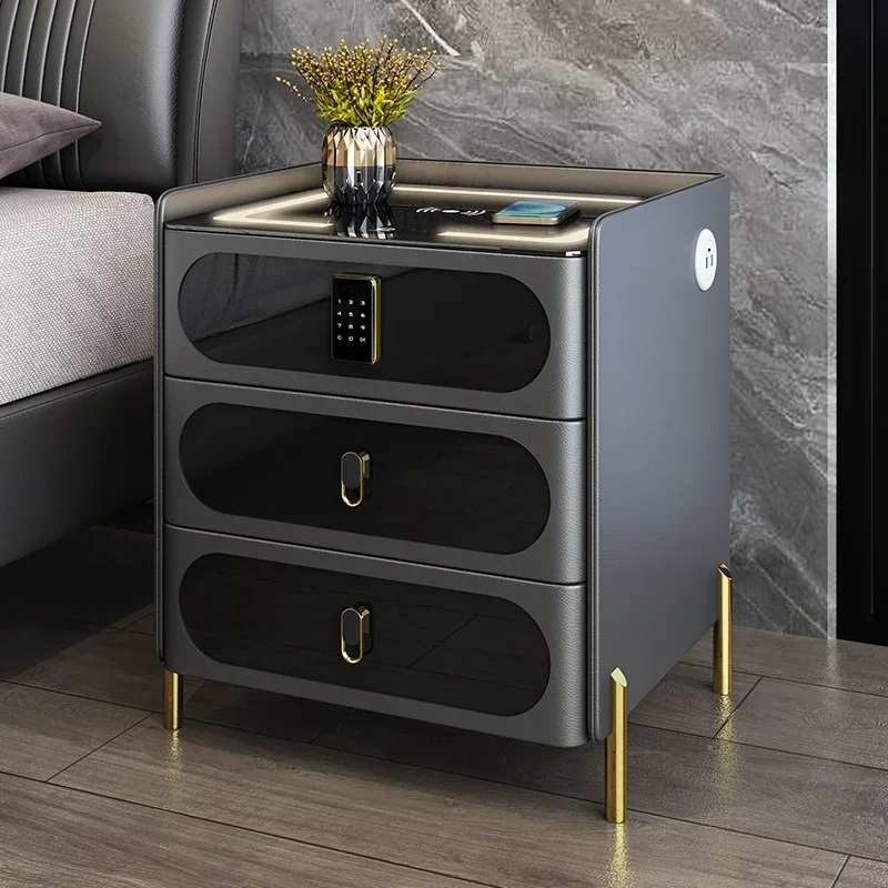 

Narrow Storage Bedside Tables Mobile Fingerprint Locks Smart Bedside Table With Wireless Charger Comodini House Furniture