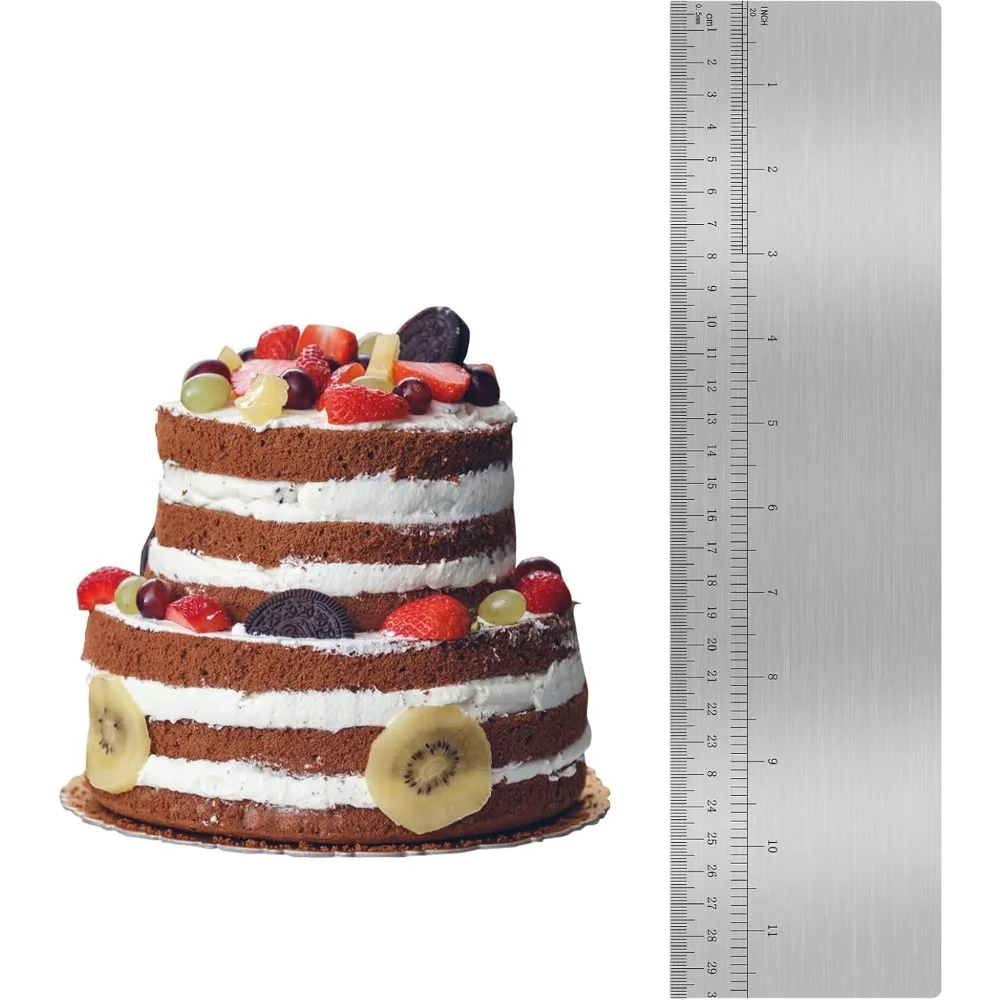 

12 Inches Stainless Steel Cake Scraper Leveler and Smoother Metal Cake Scraper Frosting Smoother Baking Scraper Tool for Butterc