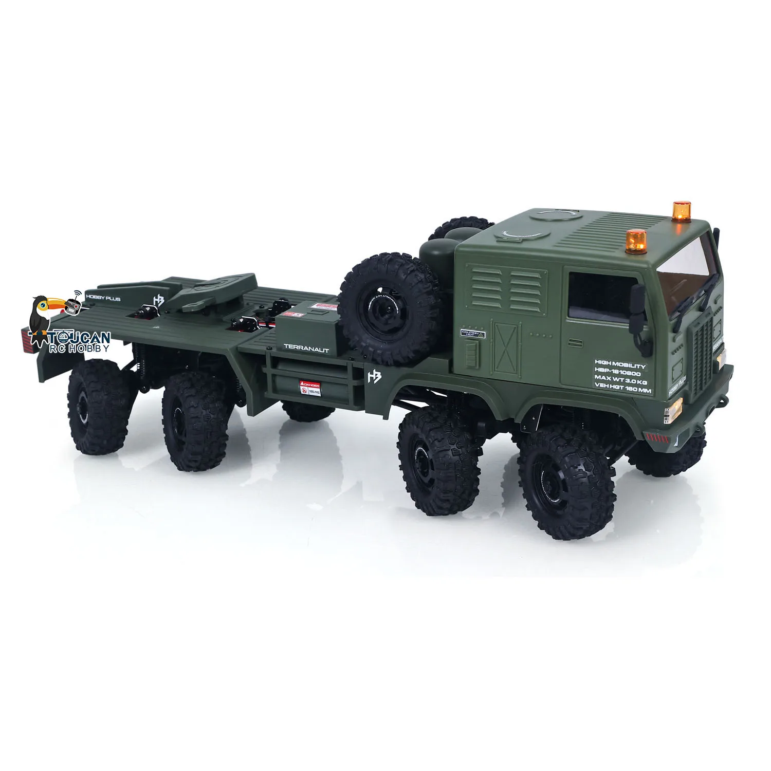 1/18 RC Militär-LKW 8 * 8 RTR Funksteuerung Geländewagen 280 gebürsteter Motor Fünfte Radwinde Metallhaken Allradlenkung